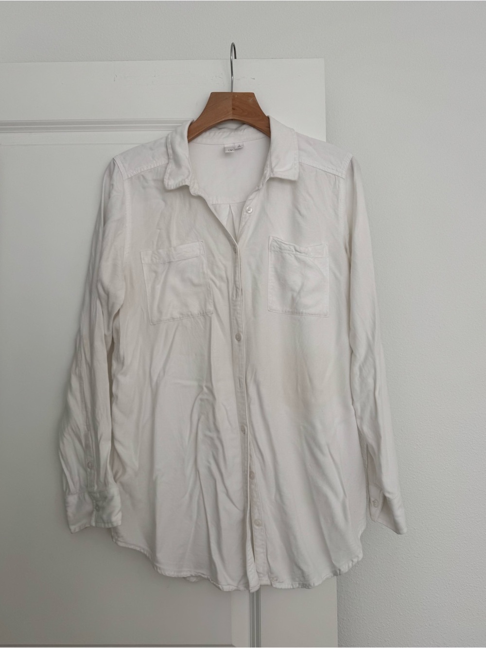 Nordstrom BP women’s rayon white casual button down tunic shirt top size LARGE